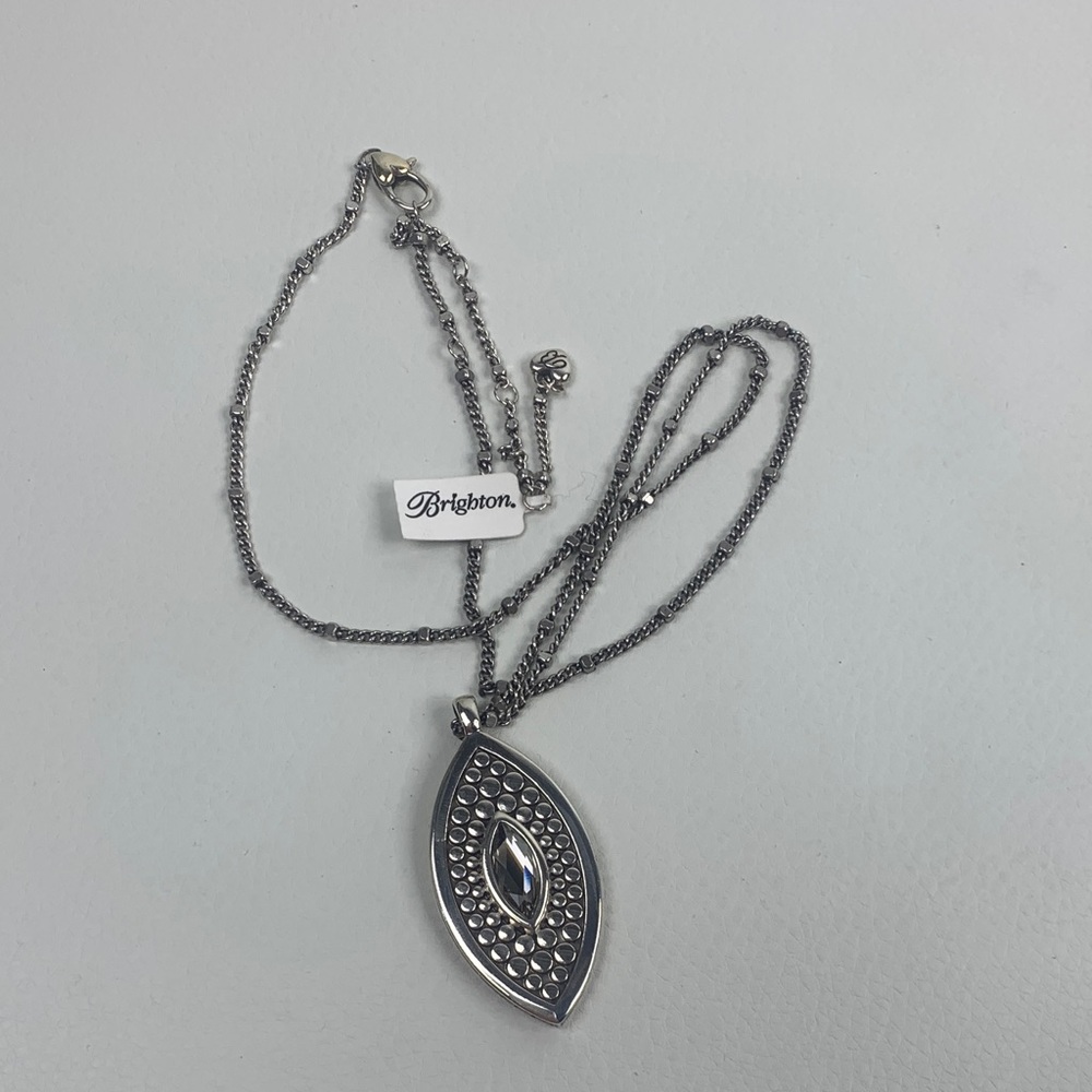 Brighton Silver Marquise Pendant Necklace New NWT